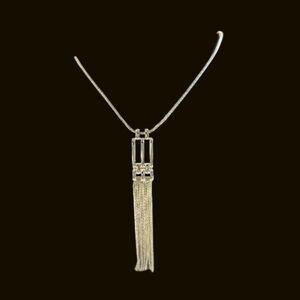 NWT Napier Necklace silver tone long chain modern movement pendant, 18" drop